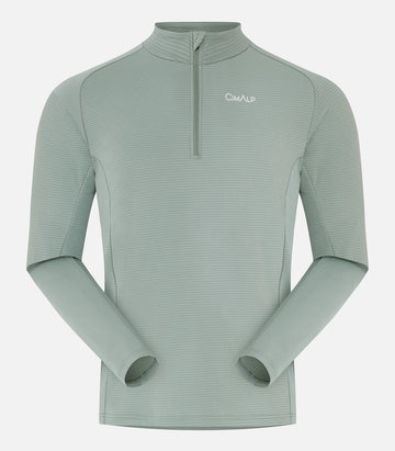 Men’s lightweight, breathable half-zip top - MUSAN H almond green - product image