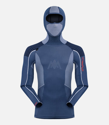 Men’s seamless thermal base layer with hood - SEAMLESS HOODIE TOP H Blue - product image