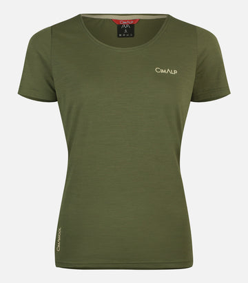 Short-sleeved merino wool T-shirt - Women - AIGLIERE 4 F Olive Green - product image