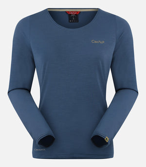 T-shirt in lana merino a maniche lunghe - Donna - ASPRES 4 F blu scuro - foto prodotto