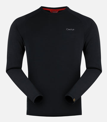 T-shirt en laine mérinos manches longues - Homme - CHARVIN 3 H Noir - packshot