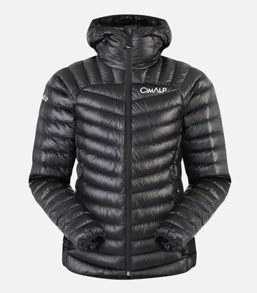 Leichte, komprimierbare alpine Daunenjacke – Damen – CHULU F Schwarz – Produktansicht