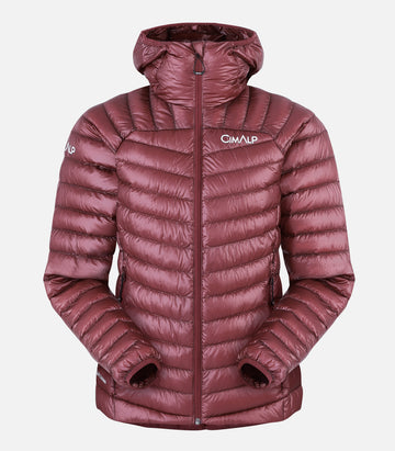 Leichte, komprimierbare alpine Daunenjacke – Damen – CHULU F Bordeauxrot – Produktansicht