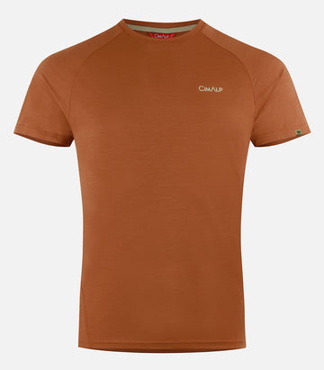 T-shirt en laine mérinos manches courtes - Homme - CLAPIER 3 H Brique - packshot
