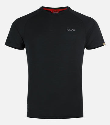 T-shirt en laine mérinos manches courtes - Homme - CLAPIER 3 H Noir - packshot