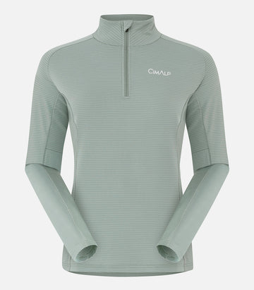 Haut demi-zip léger et respirant - Femme - TOULAU F Vert amande - packshot