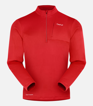Men’s durable, stretchy fleece jacket - VERDON H Red / white - product photo