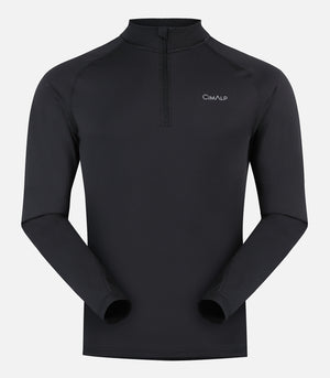 High-performance thermal top with zip neck - Men - ARGENTIERES H Black - product image