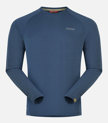 T-shirt en laine mérinos manches longues - Homme - CHARVIN 3 H Bleu fonce - packshot