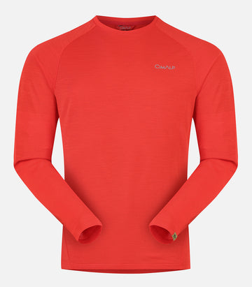 T-shirt en laine mérinos manches longues - Homme - CHARVIN 3 H Rouge - packshot