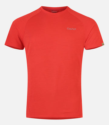 T-shirt en laine mérinos manches courtes - Homme - CLAPIER 3 H Rouge - packshot