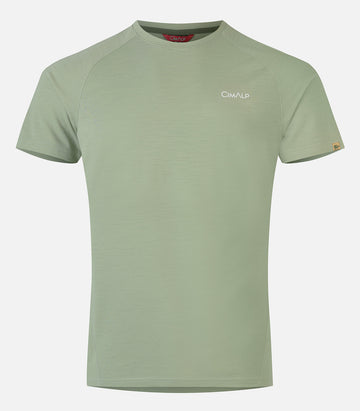 T-shirt en laine mérinos manches courtes - Homme - CLAPIER 3 H Vert amande - packshot