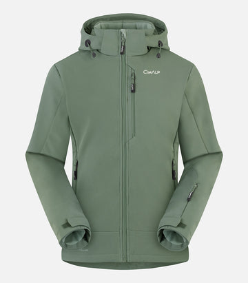 Warme, funktionale Softshell-Skijacke – Damen – GERVAIS 2 F Mandelgrün – Produktansicht