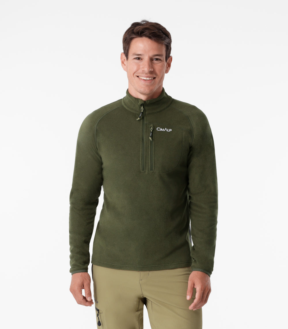 Sweat polaire demi-zip chaud homme - Adelie 5 - Vert