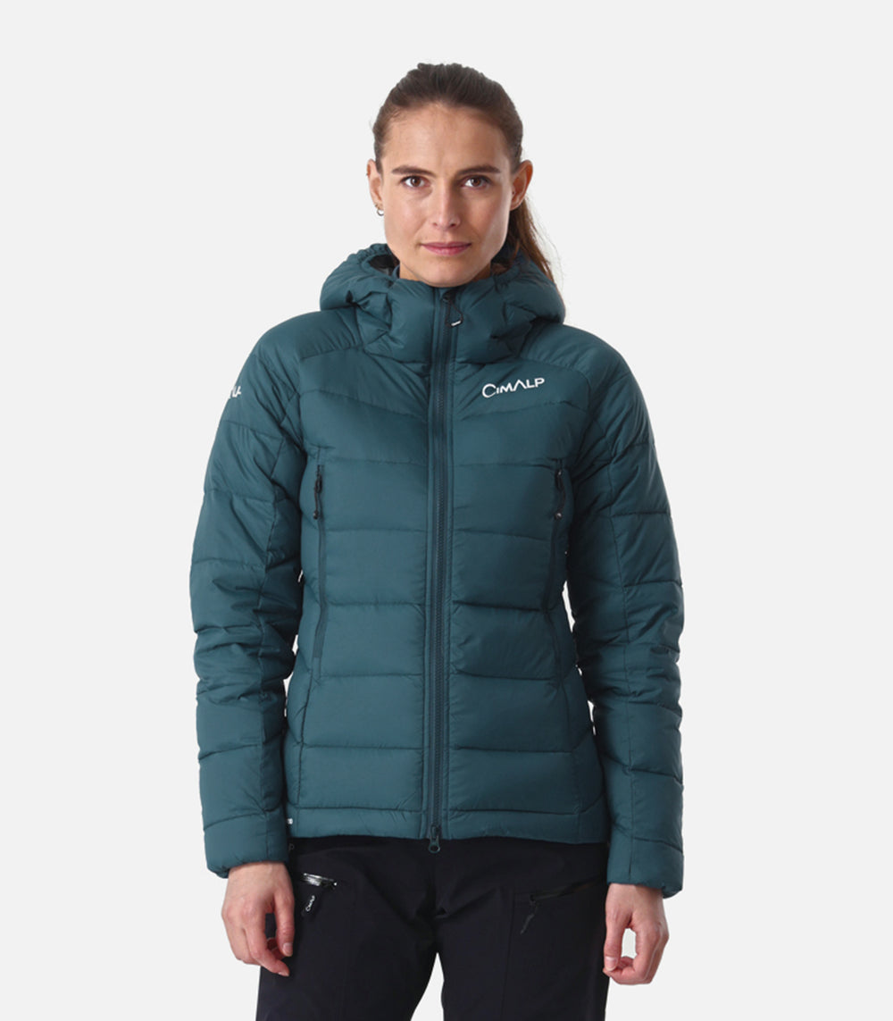 Daunenjacken für Damen zum wandern und bergsteigen LORY 2 F - Grün Canard