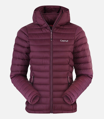 Warme Daunenjacke mit Kapuze und Cimaloft®-Daune – Damen – MORZINE 3 F Bordeauxrot – Produktfoto