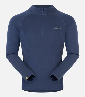 Men’s merino wool base layer - WOOL ZIP 240 H Navy - product image